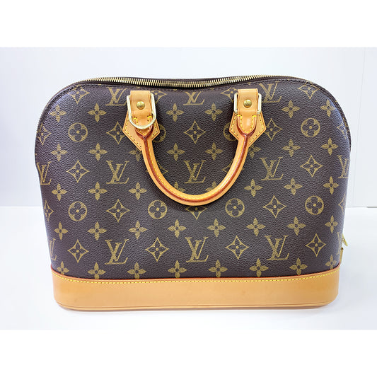 LOUIS VUITTON Alma PM Bag, Monogram Coated Leather Canvas, Gold Hardware