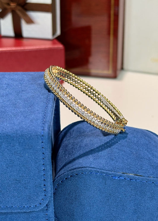 Diamond and Gold Beads Bangle