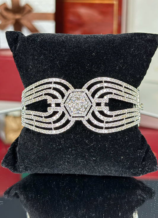 Hexagon Center Diamond Bangle