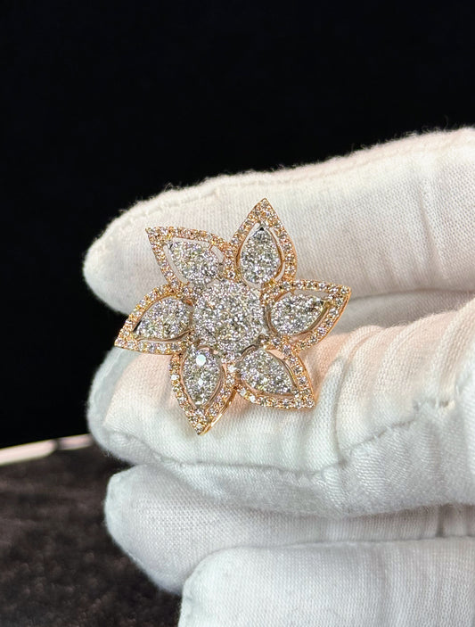 Floral Design Rose Gold Diamond Ring