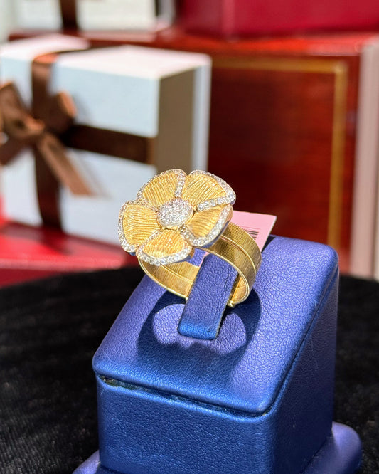 Floral Yellow Gold and Diamond Ring