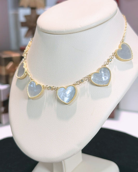 Van Cleef Inspired Mother of Pearl Heart Necklace