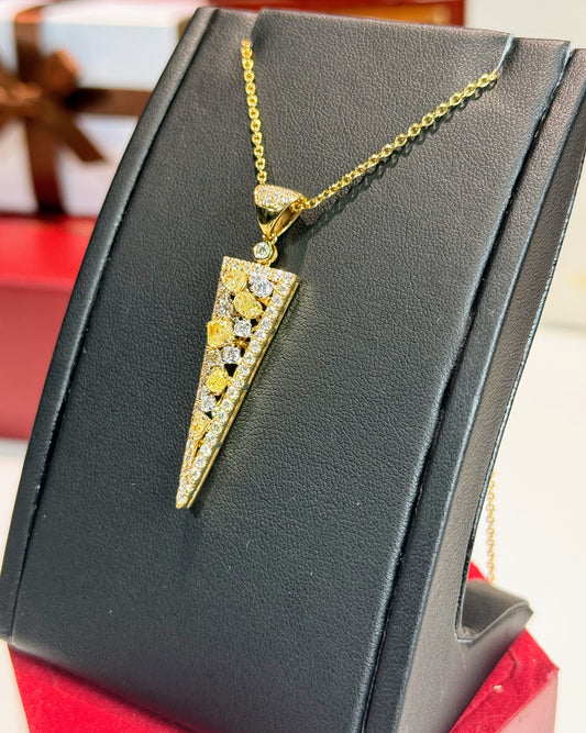 Triangle Design Yellow Diamond Pendant Necklace