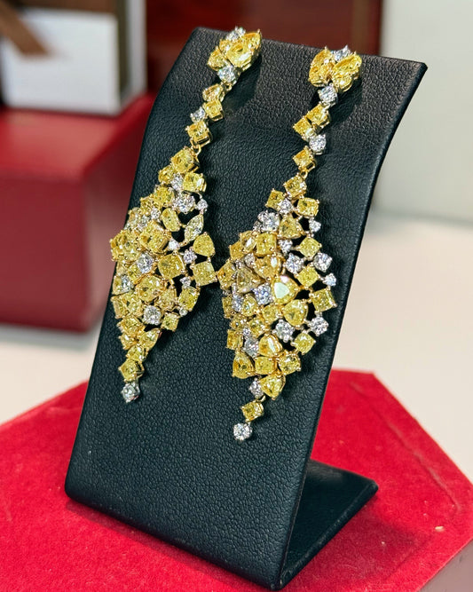 Dangling Yellow Diamond Earrings