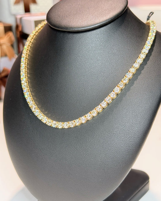 Diamond Tennis Necklace Yellow Gold