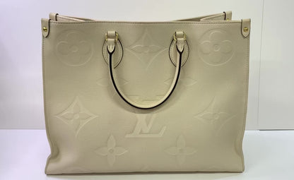 LOUIS VUITTON On The Go GM, White, Monogram Empreinte Leather M45081